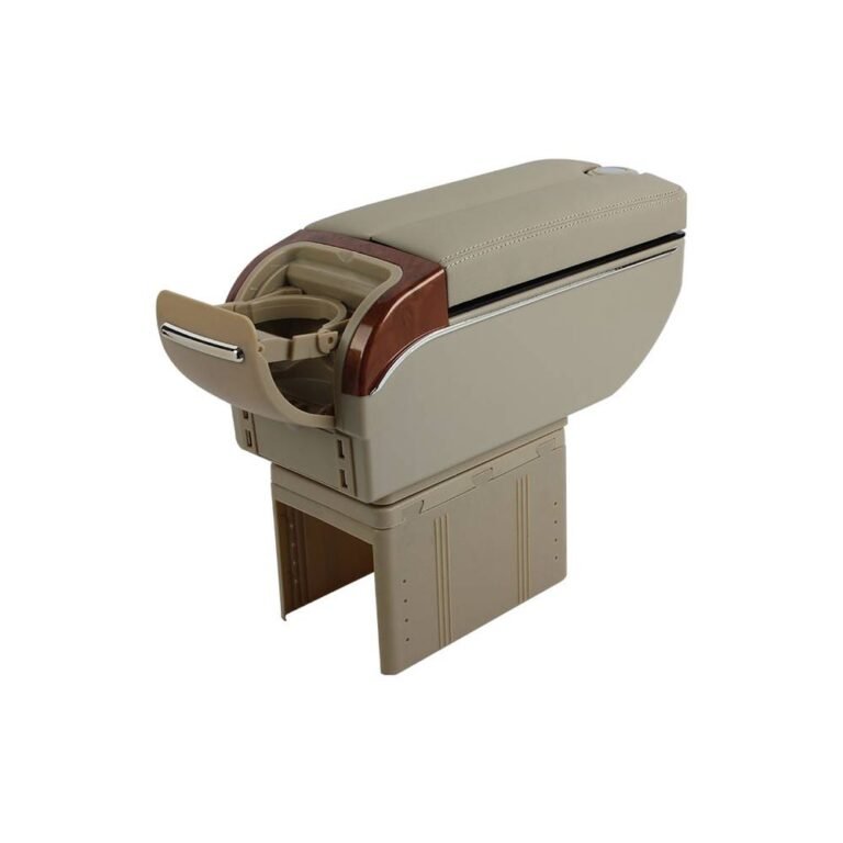 مسند ذراع مركزي للسيارة مع حامل أكواب ومنافذ USB ، لون بيج